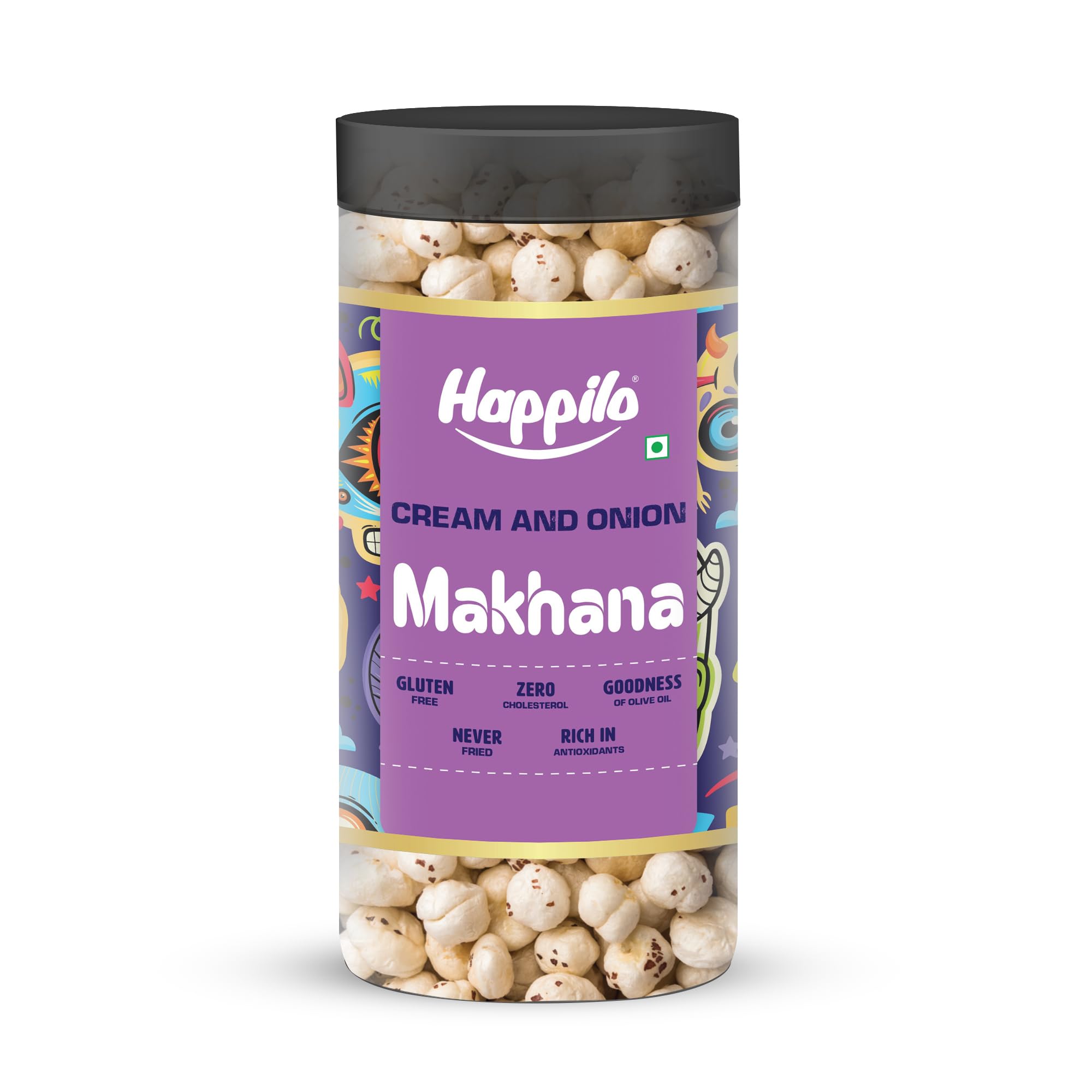 Happilo Makhana Cream & Onion Jar 80g, Roasted Foxnut Healthy Snack Low Calorie Gluten Free and Vegan (B0CQYVY96L) Amazon Price History, Amazon Price Tracker