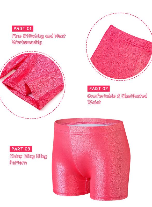 XiaoMoSha Set di body da ginnastica da bambina, 3 pezzi, senza maniche, con pantaloncini e fascia per capelli, colore sfumato scintillante, per danza classica, ginnastica, per bambini dai 3 ai 12 anni