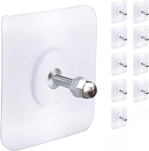 Paquete de 10 ganchos adhesivos de pared para colgar, tiras para colgar cuadros, ganchos de pared sin clavos para marcos de fotos, ganchos para