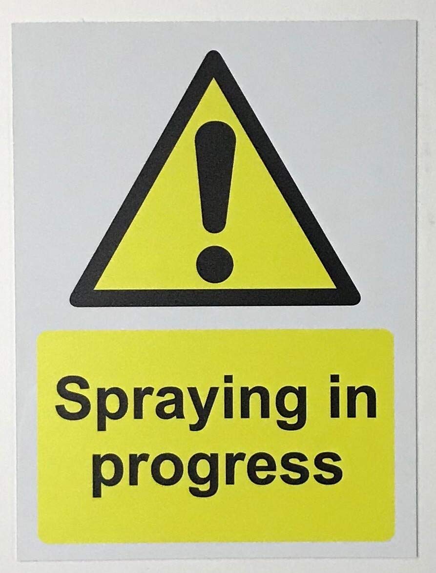 Kpcm Display Ltd Spraying In Progress Safety Sign - 3Mm Aluminium Sign 300Mm X 200Mm