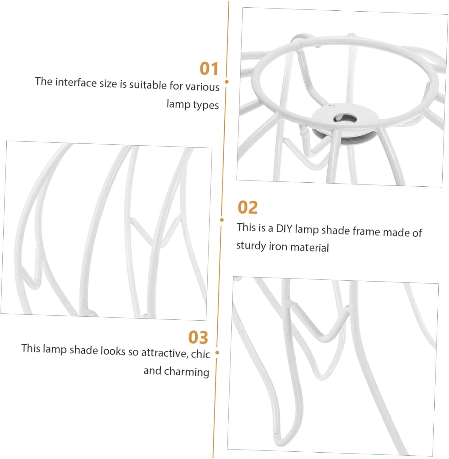 Vintage DIY Iron Lampshade Frame Sturdy Wire Cage for Table and Chandelier Light Fixtures Decorative Lamp Shade Ring for Home Office Cafe Use