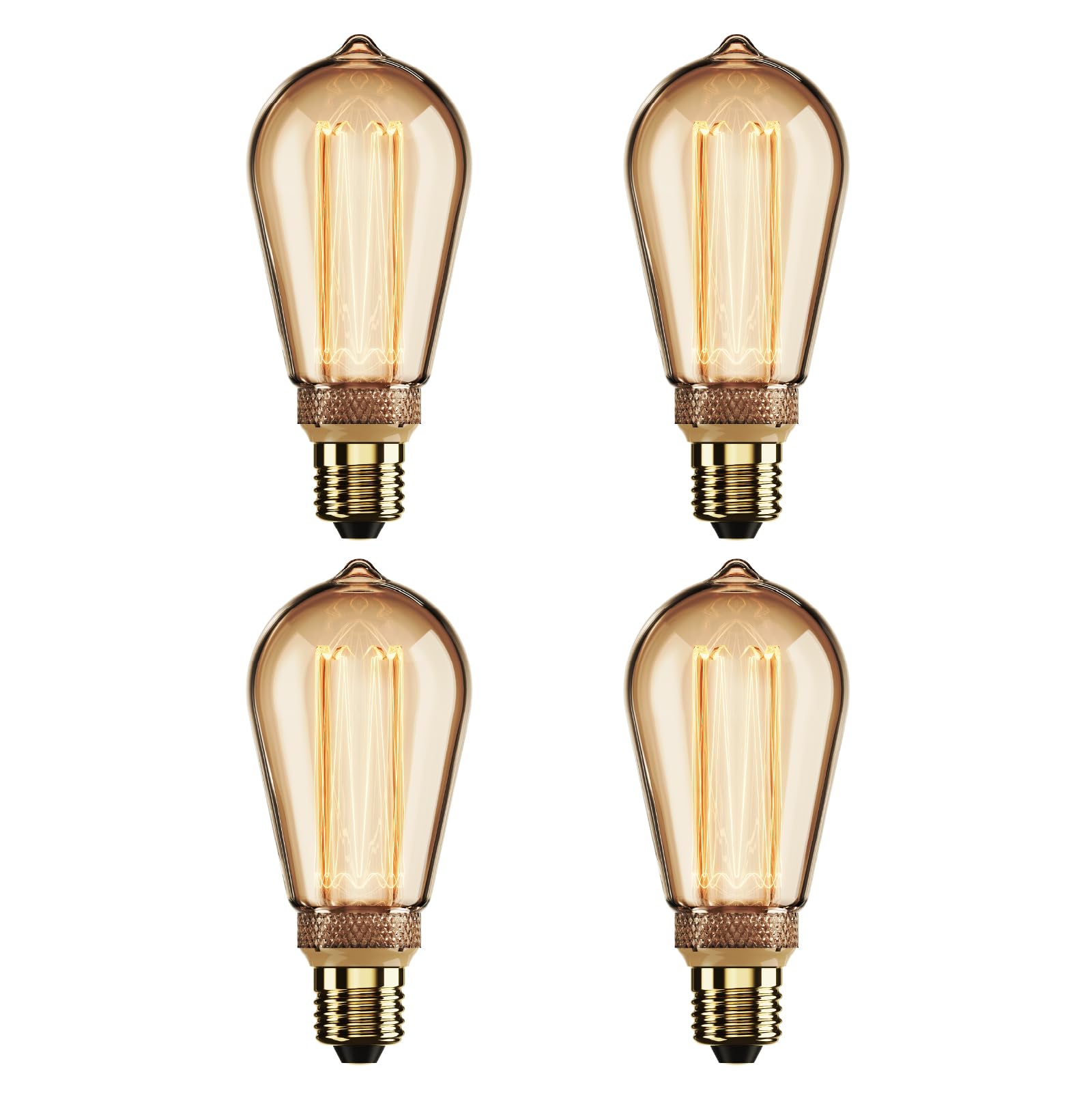 DECOLURA LED Vintage Light Bulb for Mood Lighting with E27 Edison Screw Cap, Squirrel Cage Shaped Filament Bulb,1800K Warm White Dimmable 120 Lumen, Pack of 4 (4, Tea)