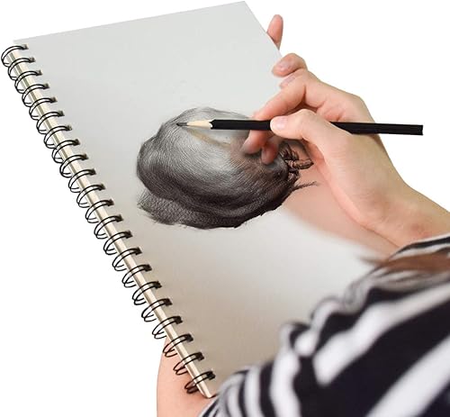 Miniatura 6 de KXF Cuaderno de bocetos profesional A4 encuadernado en espiral con tapa dura, 80 lados (40 hojas) de papel de cartucho reciclado de 170 gsm (retrato