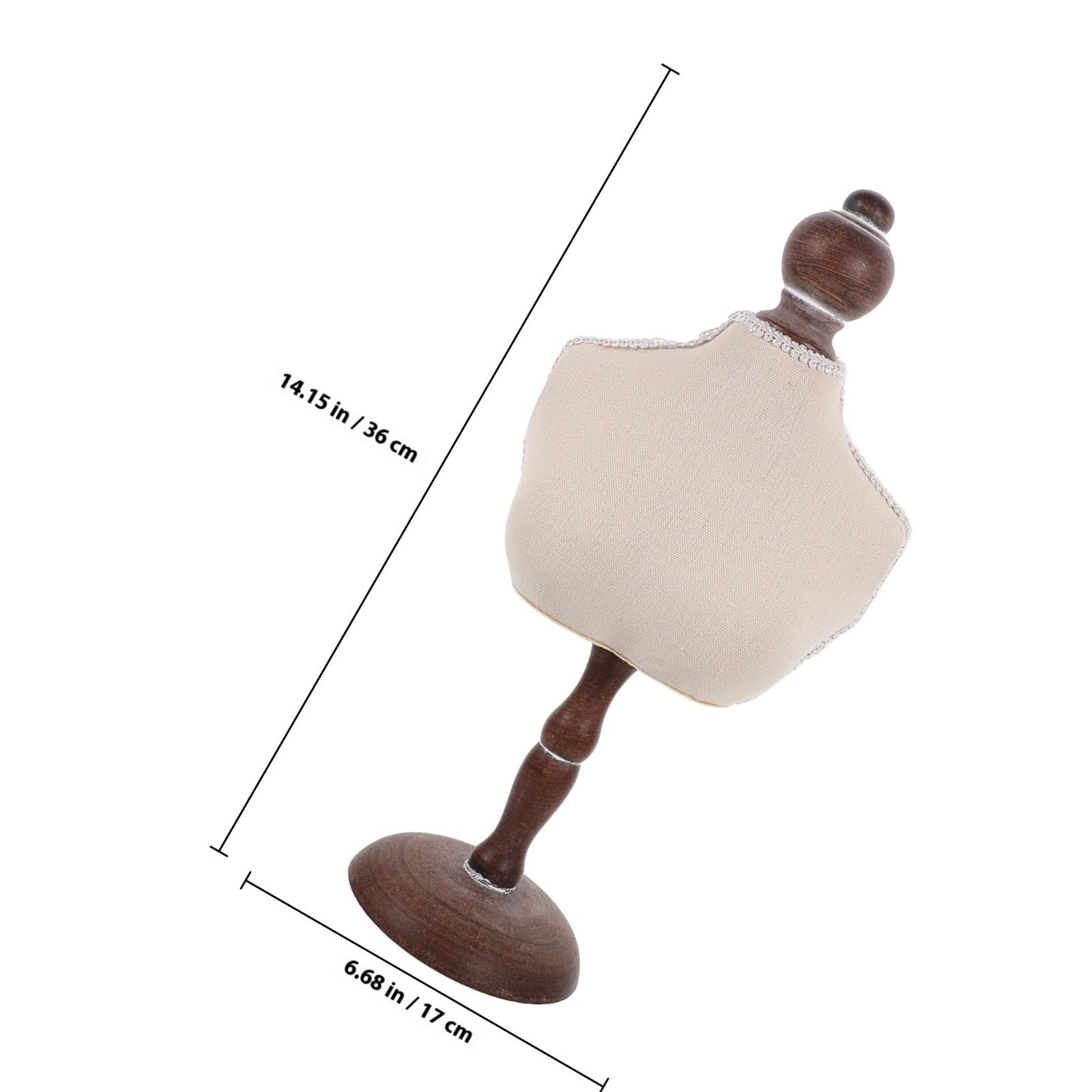 Présentoir Buste de Bijoux Vintage en Bois et Dentelle pour Collier