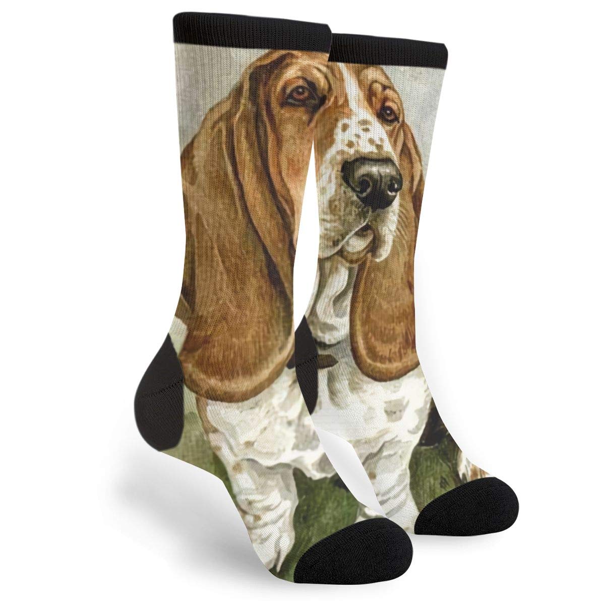 351 Men's Socks 963 Wo Funky Socks Basset Hound Workout Socks Wicking Cushion Athletic Socks Comfortable Warmer Socks For Hiking Outdoor Sport