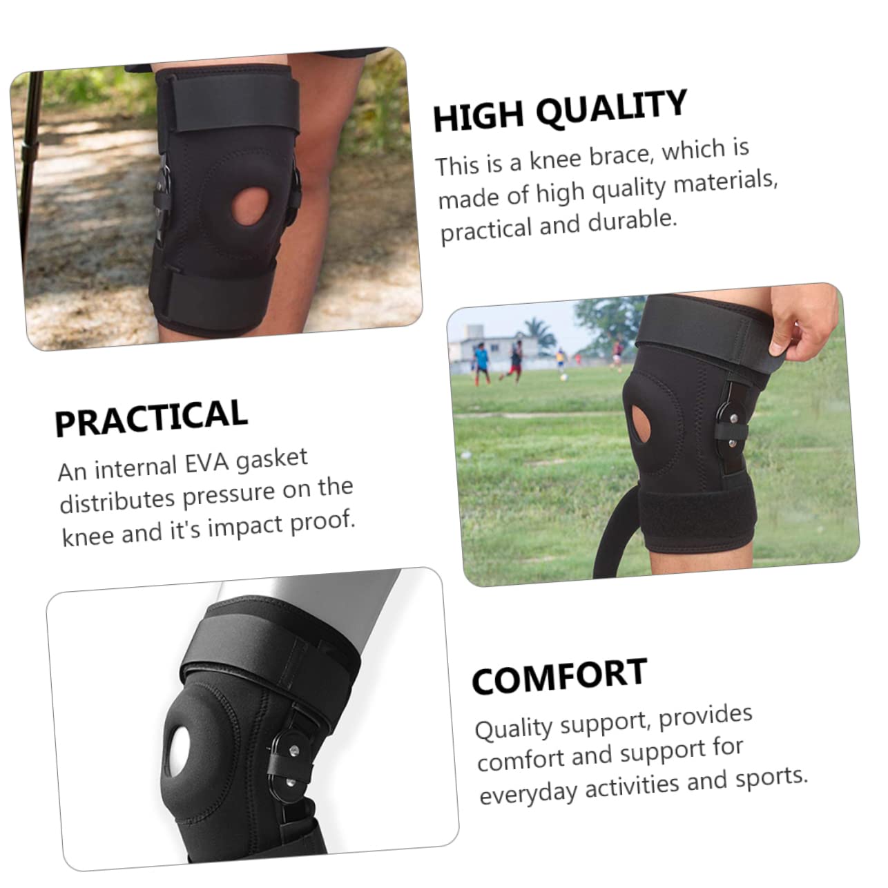 NOLITOY 1pc Comfortable Breathable Knee Brace for Running Lightweight Knee Protector Support for Sports Like Basketball Volleyball and Weightlifting Black