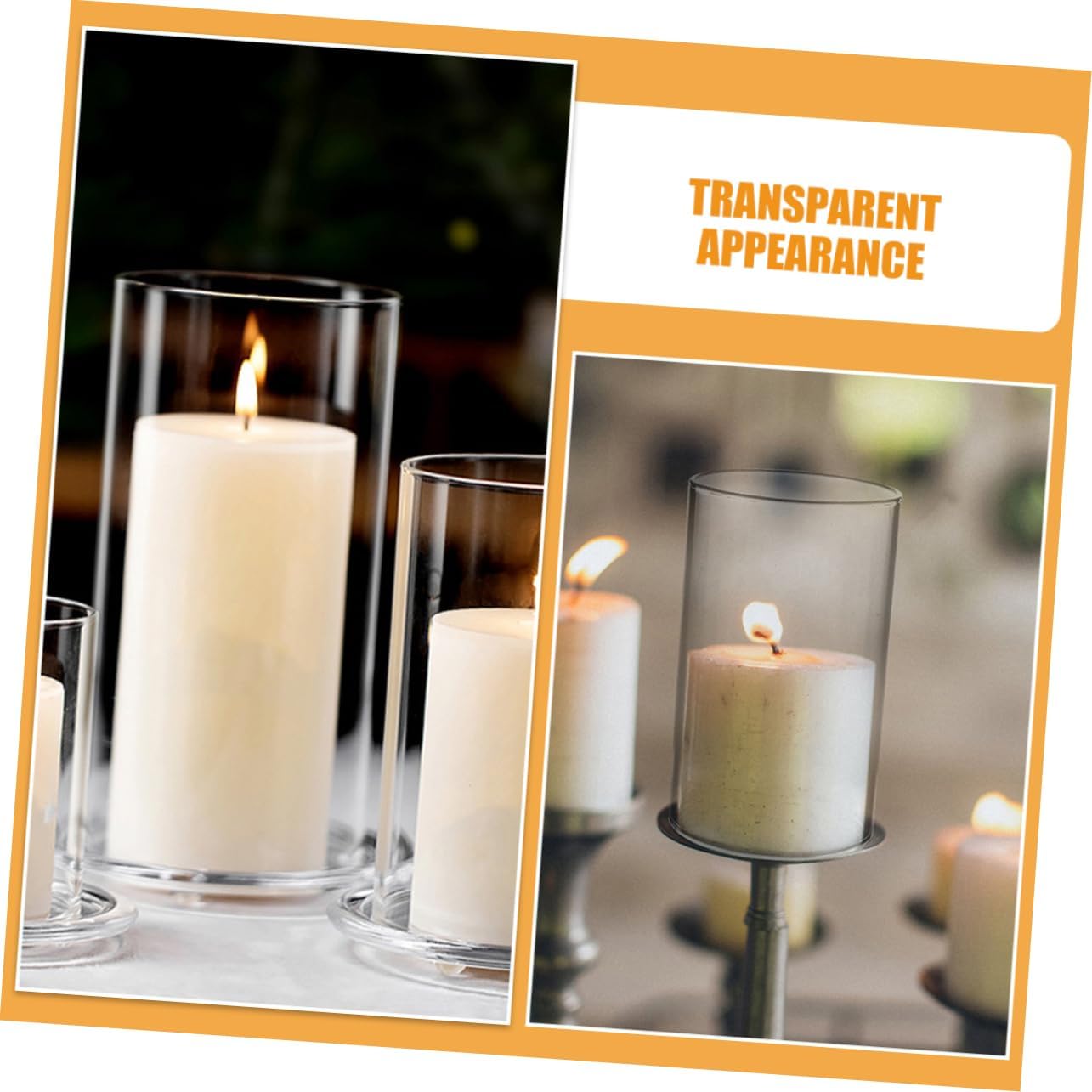 3pcs Glass Cylinder Candle Holder Votive Candle Holders Windproof Protectors