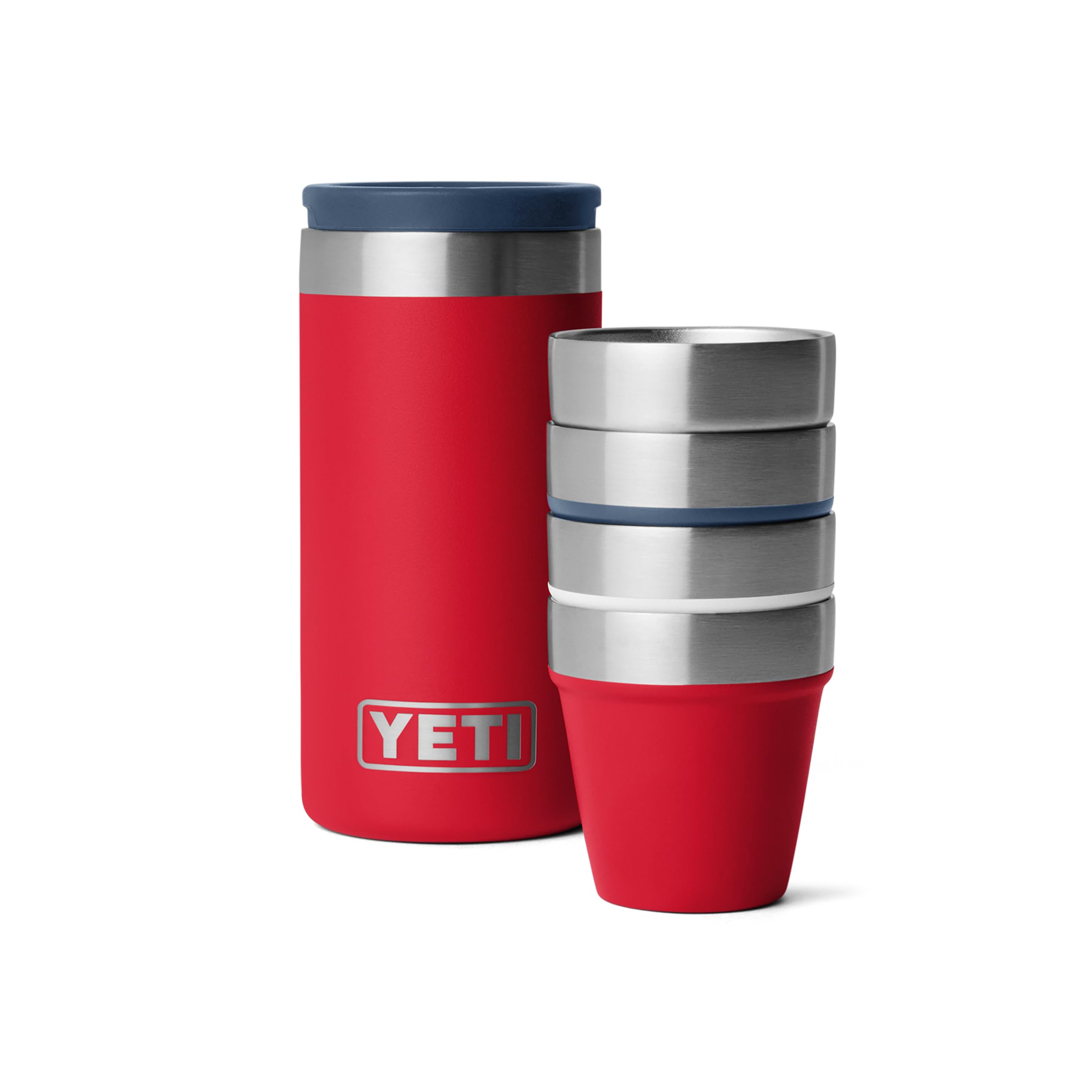 YETI Shot Glasses with Carrying Case, Set of 4, Red/Red/White/Navy/Stainless/Navy
