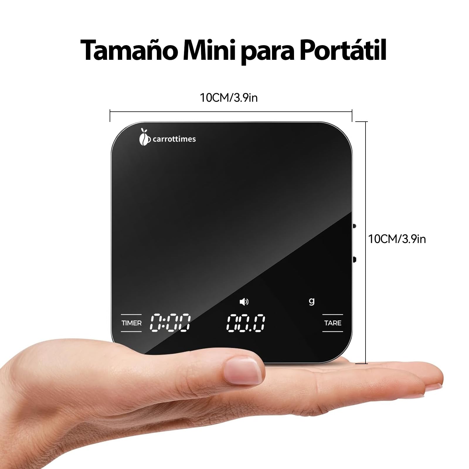 4 Modos Mini Bascula Cafe Recargable con Temporizador, 2kg/0.1g Bascula de Precision para Espresso, Coffee Scale Portátil con para Espresso y Café Servido (Negra)