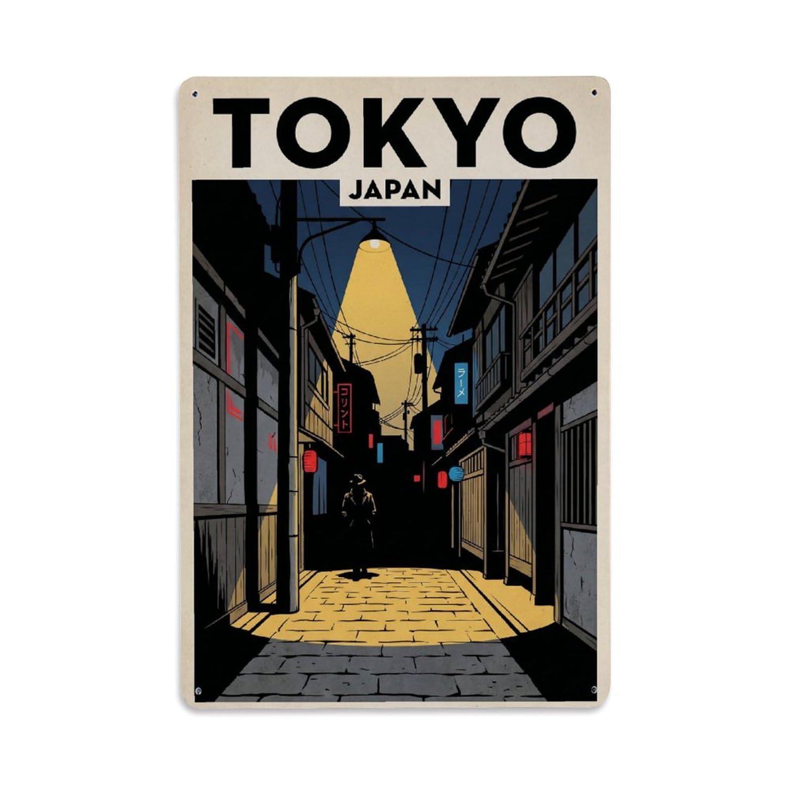 Gead 8X12inch Style Vintage Travel Tokyo Japan Alley Metal Tin Sign