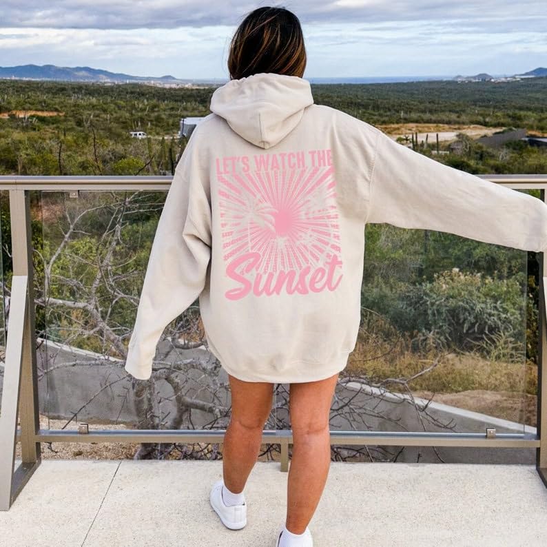 Lets Watch The Sunset Hoodie, Sunset Tshirt, Sunset Sweatshirt, Sunset Summer Hoodie Oversize Hoodie Summer Clothes, Aesthetic Hoodie3