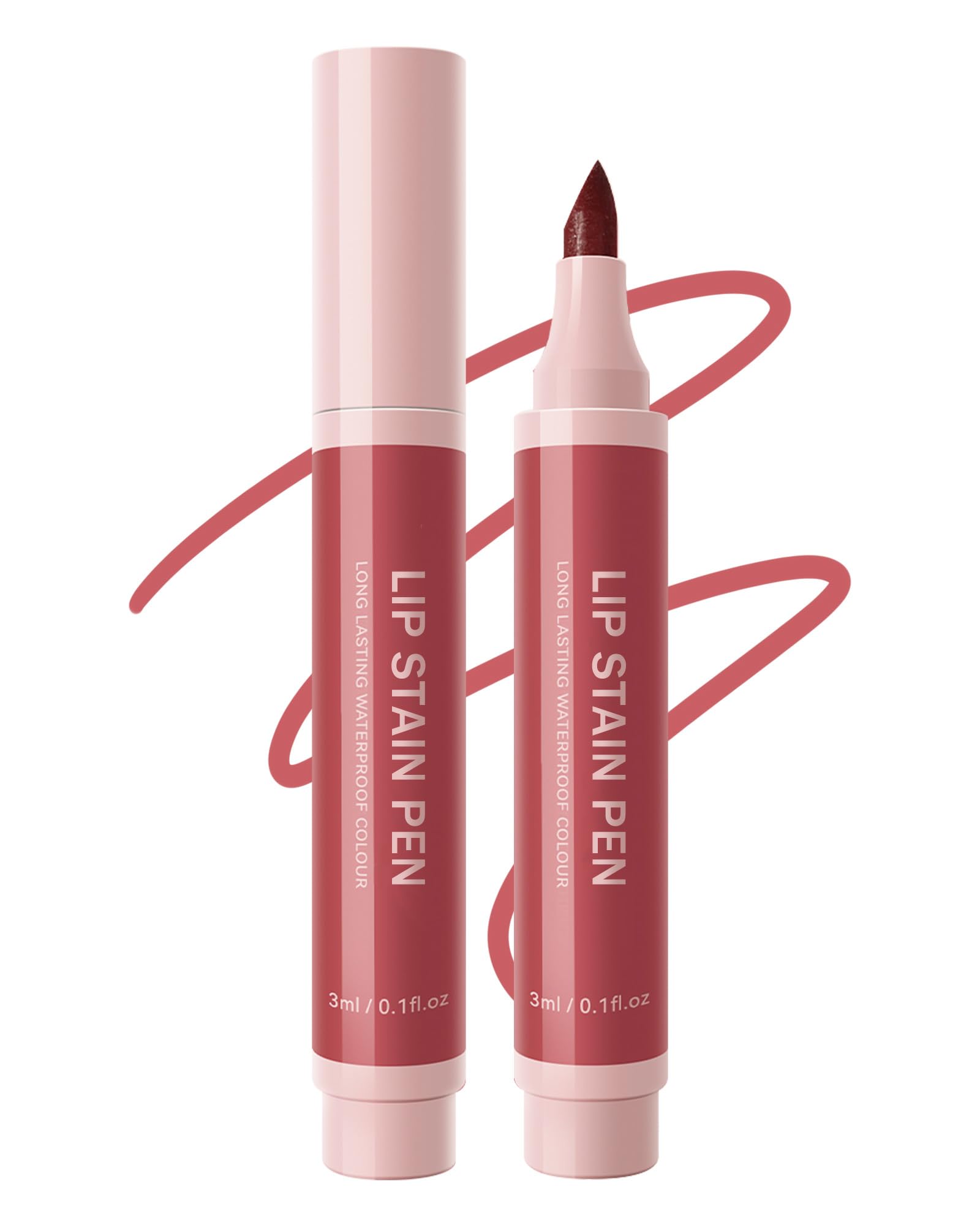 Lip Stain Makeup Pen-1Pcs Rose Pink Hydrating Lip Stain Lip Liner Pencil, Matte Color Look, Longlasting Waterproof Smudgeproof Finish,Precise Chisel Tip Smooth,Women's Day Makeup Gift for Women-03