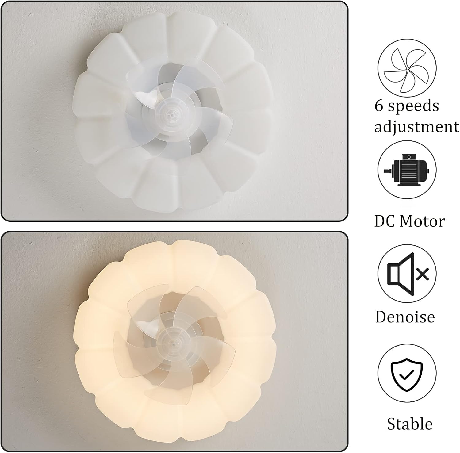 YUEGOO Ceiling Fans with Lamps,Fan Chandelier Light Ceiling Fan Light with Remote Silent Reversible Blades 6 Wind Speeds Changeable Changeable Modern Fan Light for Living Room/C