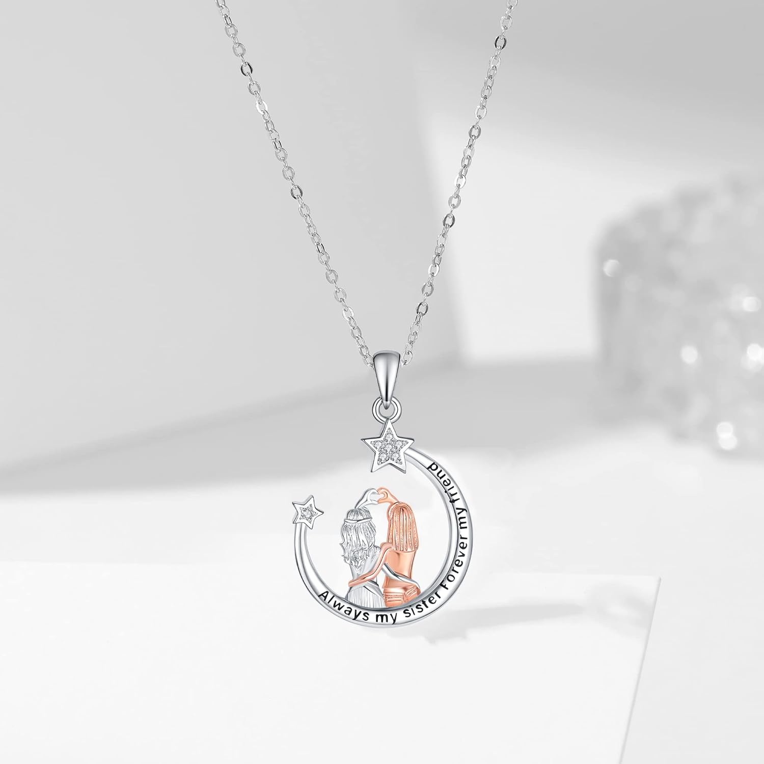 Sister Mother Daughter Necklace Jewelry Gifts Sterling Silver Sister Pendant Necklace Jewelry Birthday Gifts for Women US3