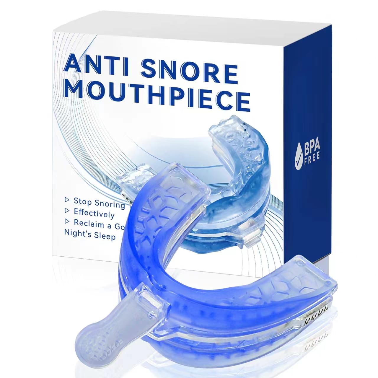 Anti Snoring Devices,Anti Snoring Mouth Guard Adjustable-Sleeping Snore Stopper Sleep Apnea Mouthpiece-Anti Snore Mouthpiece Device Sleeping Snore Stopper Fit for Men and Women (Blue)