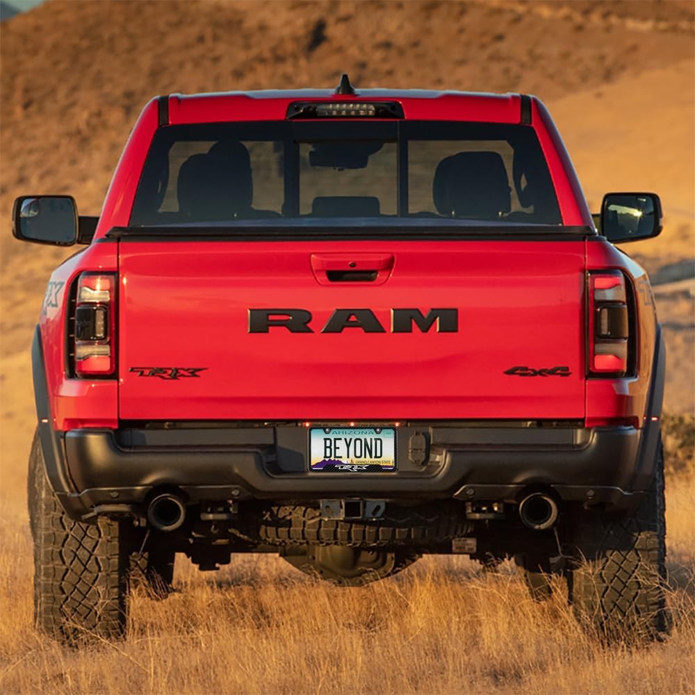 iPick Image for RAM 1500 TRX Black Carbon Fiber Texture ABS Plastic 50 States License Plate Frame - Official Licensed
