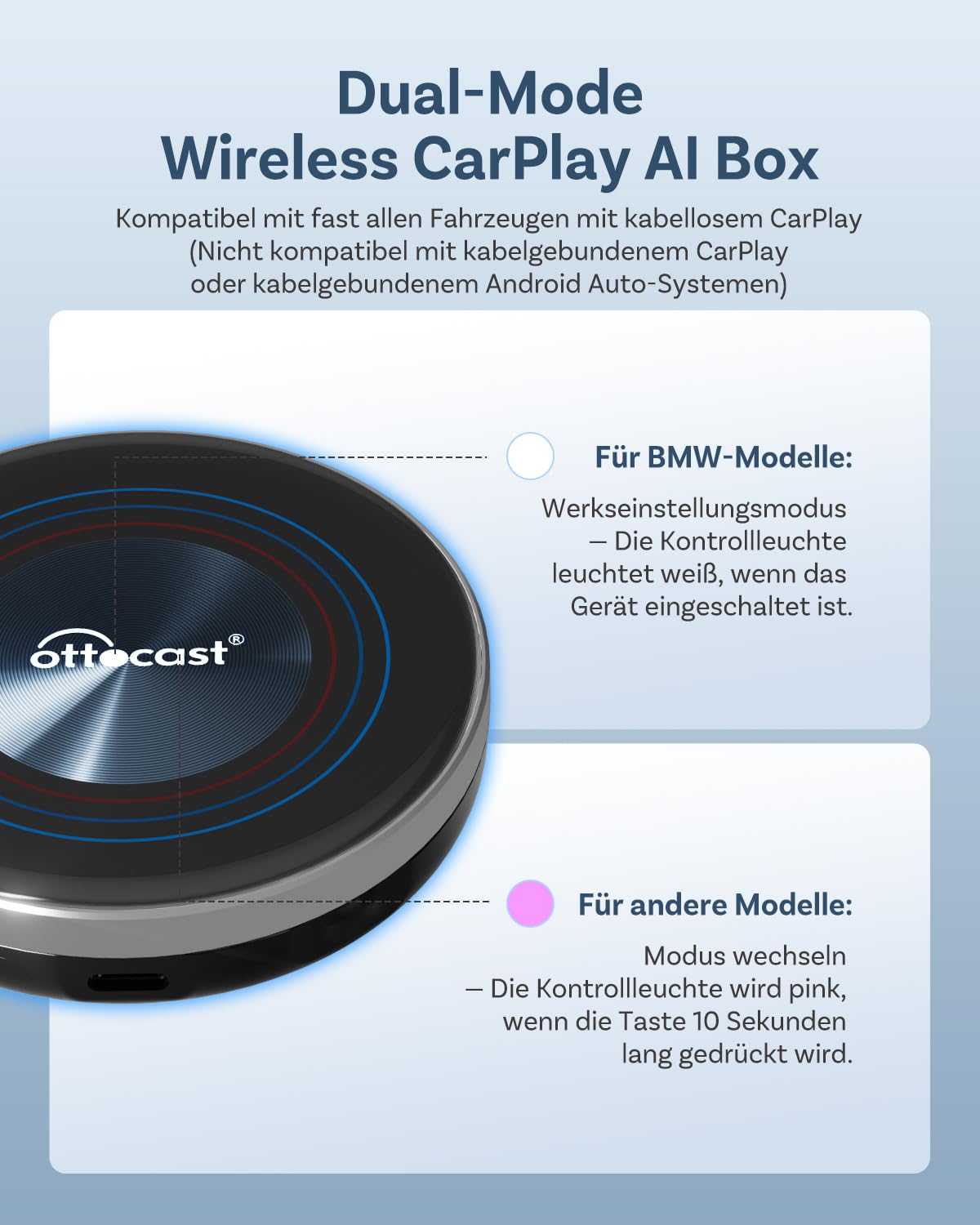 OTTOCAST i3 BMW CarPlay AI Box, Android 13 OttoAiBox mit Netflix/YouTube