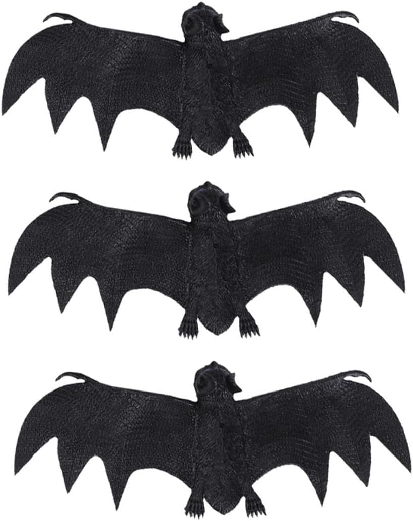Mobestech 3pcs Realistic Bat Hanging Decor Halloween Pendants Vivid Animal Ornaments for Party Favors and Indoor Outdoor Festival Decorations