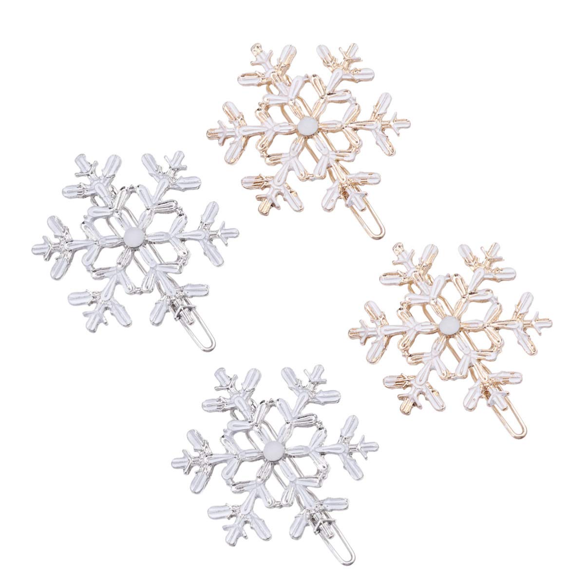 4pcs Hair Clips Christmas Snowflake Hair Pins Gold Bobby Pins Headwear Styling Tools for Womens Ladies