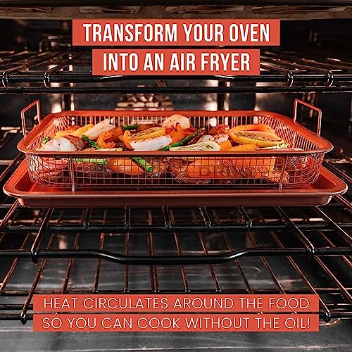 Image of Air Fry Tray Non-Stick Crisper Tray for Microwave /Over Baking Tray Crisping & Steel Pan Grill Basket Uses Hot Air to Crisp and Fry Food Without Oil or Unhealthy Fats Grill & Crisping Basket