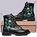 AWSOLE Fashion Skull Rose Combat Boots For Men Women Trendy Black Gothic Ankle Booties Lace-up Stylish Outdoor Shoes Gift