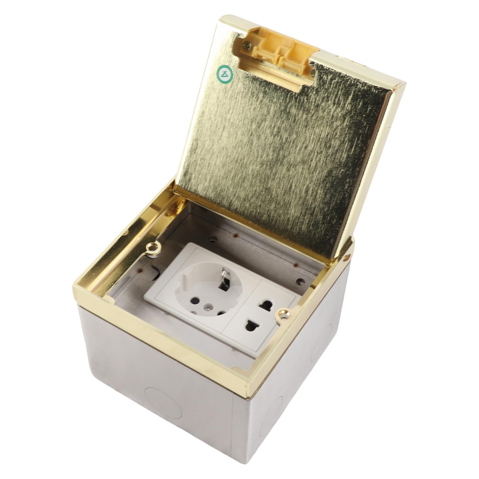 Presa a pavimento da incasso 16A 4000W in acciaio inossidabile color oro, scatola di derivazione elettrica per ufficio, scuola e casa.