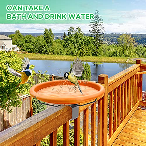Urban Deco Bird Bath Bowl Outdoor Deck Mounted Bird Baths For Garden Balcony Bird Feeder For Railing Hummingbird Feeder Bath With Adjustable Sturdy Clamp Great For Attracting Birds - Red #TOP4