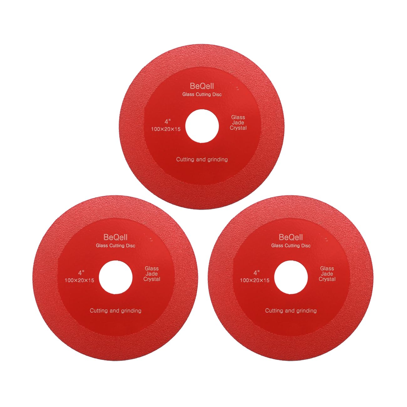 Glass Cutting Disc 4 Inch 3pcs BeQell Diamond Saw Blade for Glass, Jade