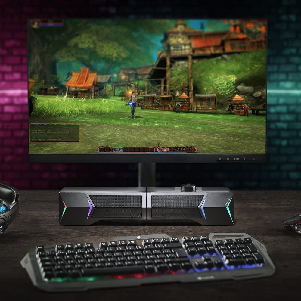 NGS GSX-B1200 - Barra de Sonido 2.0 Gaming, Diseño Desmontable 2 en 1, 12W de Potencia, Luces RGB, Compatible con Tecnología Bluetooth 5.0 + Entrada Jack