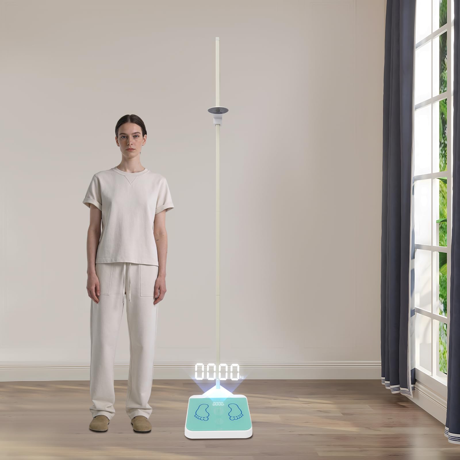 Stadiometro medico digitale, bilancia pesapersone con misurazione, indicatore LED e funzione vocale, 3-180 kg, 10-220 cm, divisione 0,05 kg, precisione 0,1 cm, per cliniche, palestre, scuole