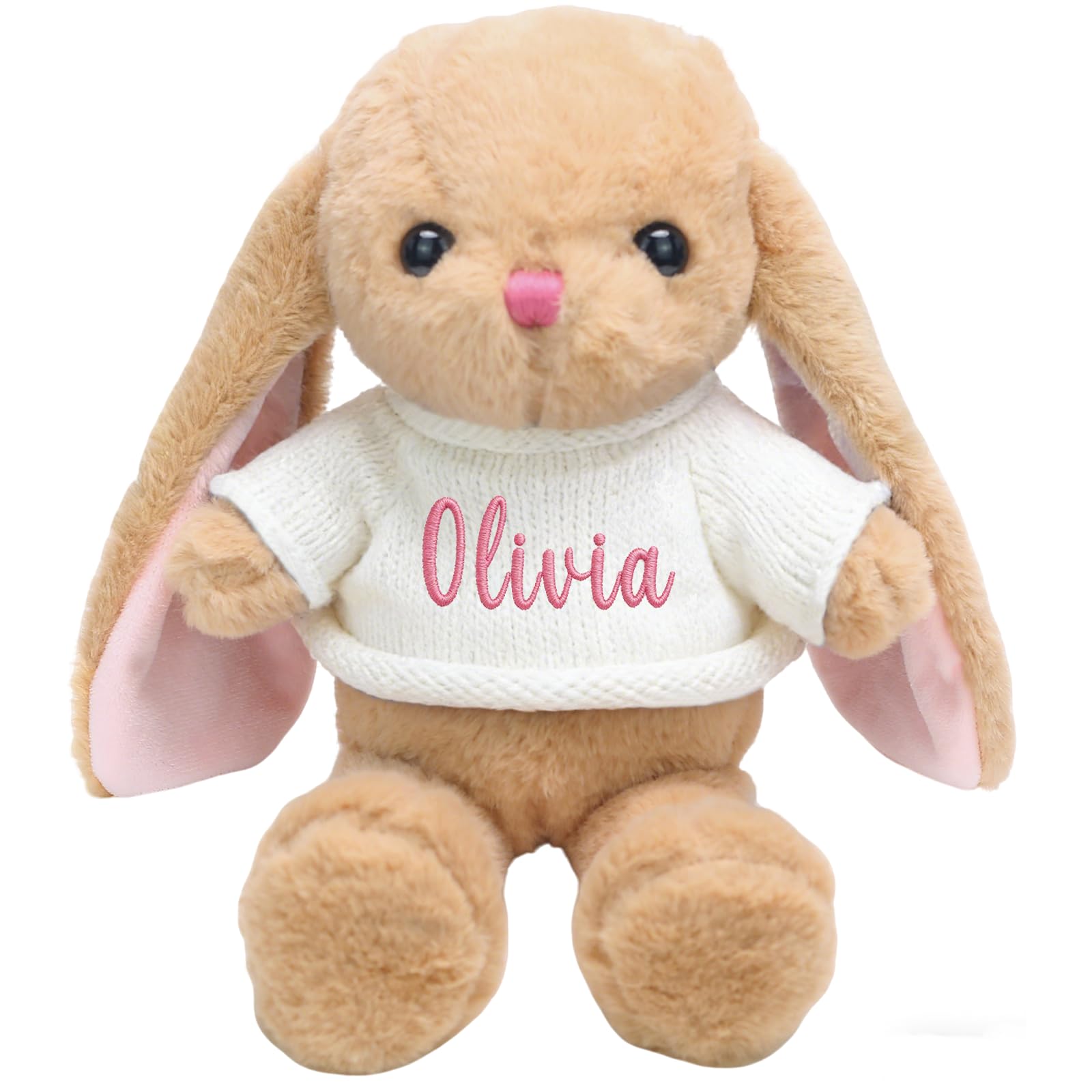 Personalized Easter Bunny 12 Inch Custom Soft Plush Stuffed Animal Toy Perfect Easter Basket Stuffer for Baby Shower