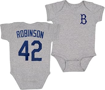 Outerstuff Jackie Robinson Brooklyn Dodgers #42 Infant/Baby Size Player Name & Number Onesie Bodysuit, 12 Months, Blue