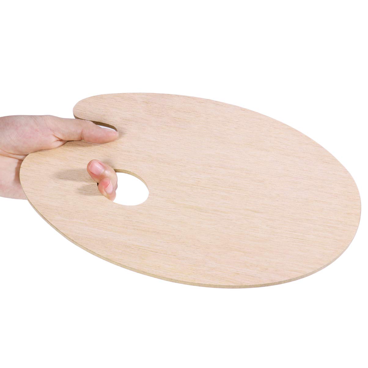 Palette De Peinture En Bois Ovale 30x20 Cm - Avec Trou De Pouce - Pour Huile, Acrylique, Aquarelle - YHIJSR