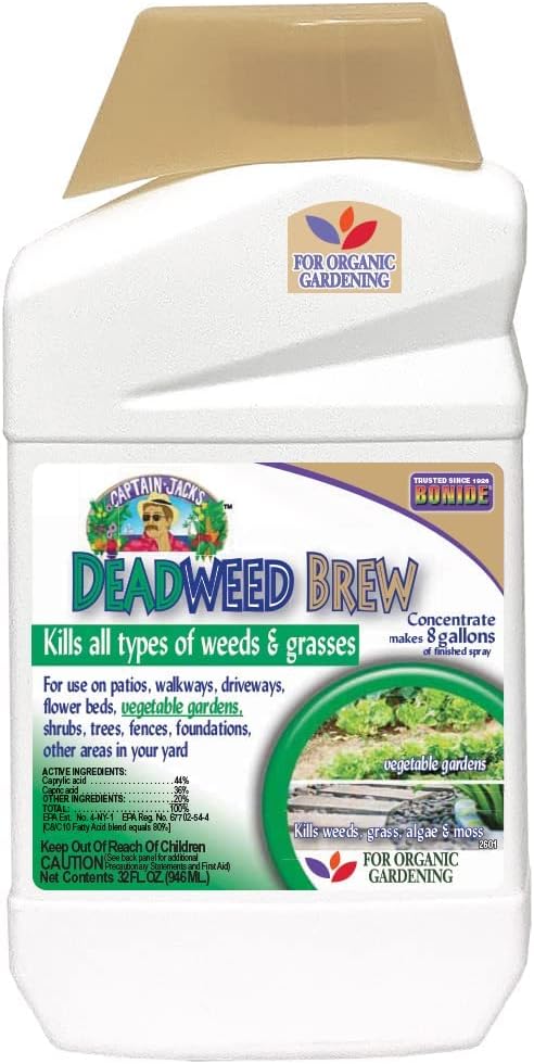 Captain Jack's Deadweed Brew, 32 oz Concentrate, Controls All Types of Weeds and Grasses, For Organic Gardening