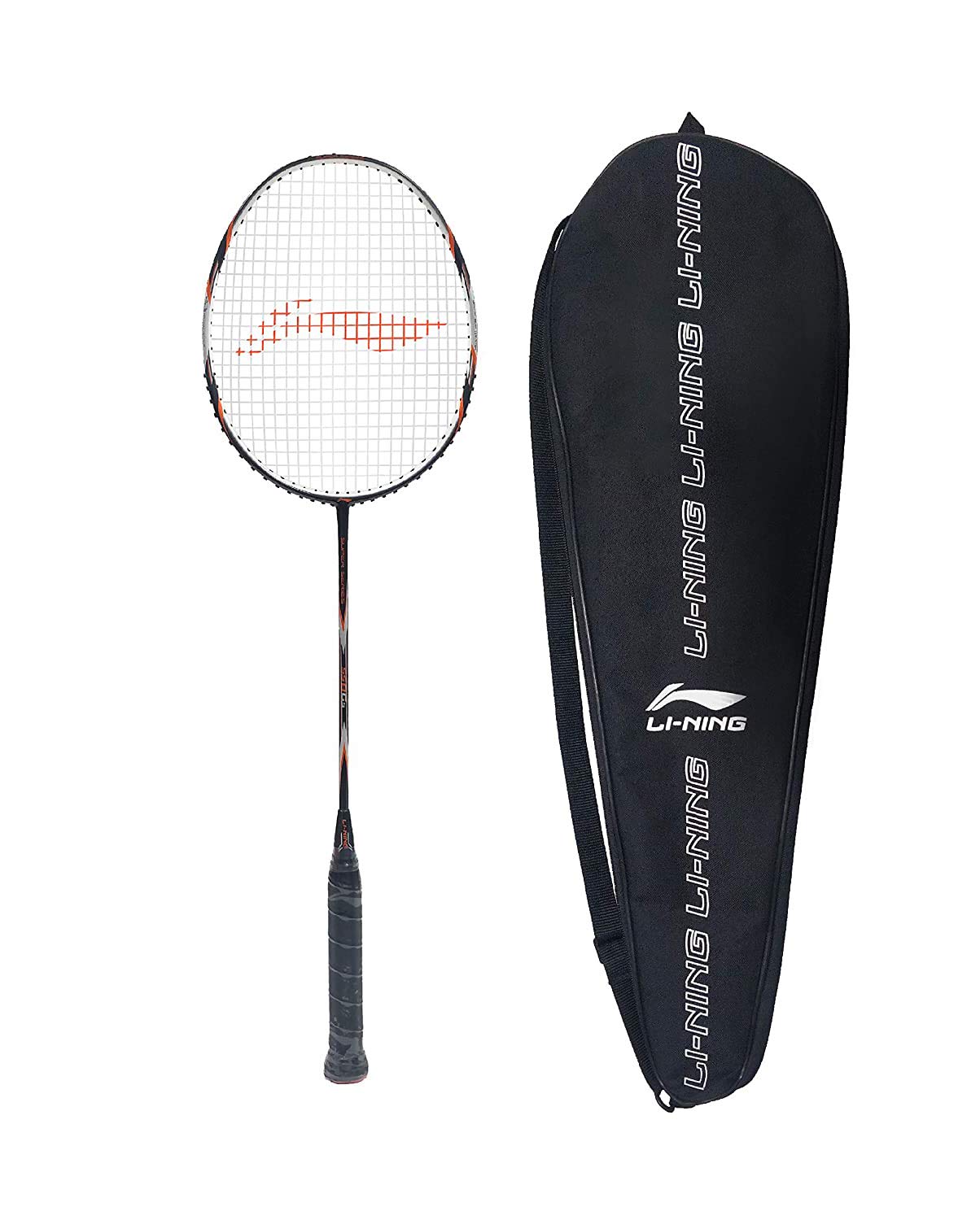 Li-Ning SS-8-G5 Carbon-Graphite Strung Badminton Racquet, S1 (Dark Grey/Orange) with Free Racket Cover-image-13