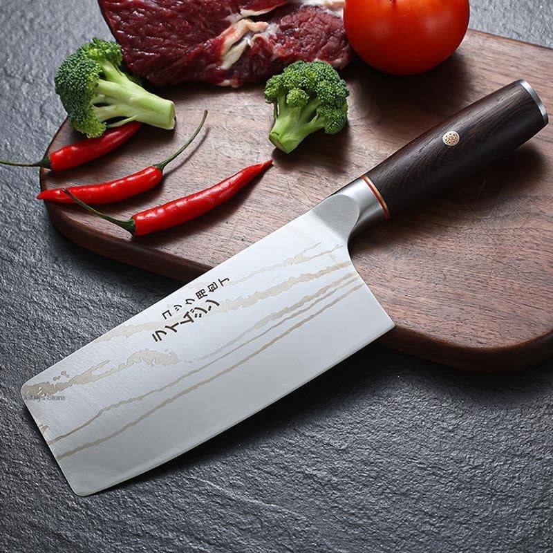 Meat Cleaver,Cleaver Knife Japanese Kitchen Knife 5cr15 High Carbon Steel Professional Chef Knives Wood Handle Vegetable Meat Sharp Cleaver Japan Knife, LAMAJIGA5844