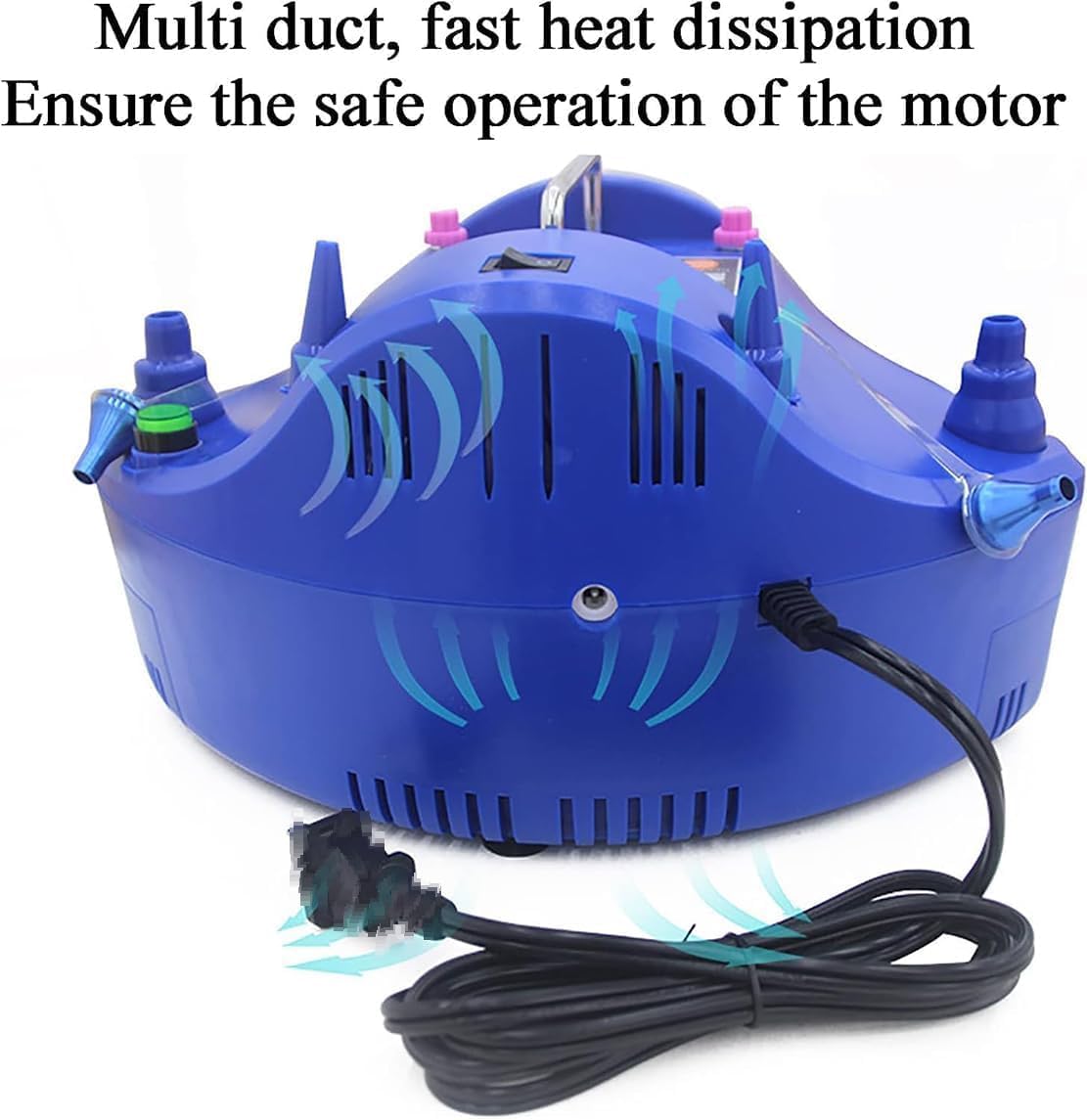 Pompa a Palloncino di precisione elettrica 1200W, gonfiatore a mandone quantitativo, con contatore di tempore, Interruttore del Piede, Pompa dell'Aria per Vari Palloncini per Eventi Blu