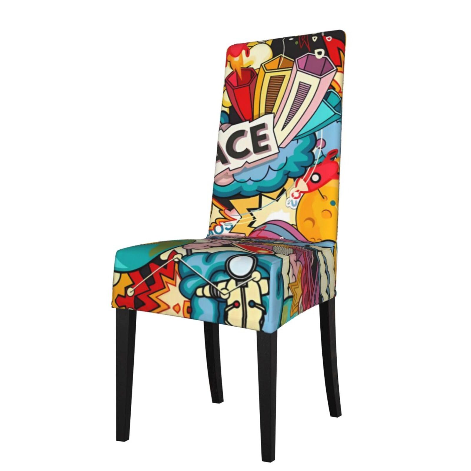 YYHWHJDE Space Prints Protection Cover for Dining Chair – Stretchable Slipcovers for a Refreshing Dining Room Makeover