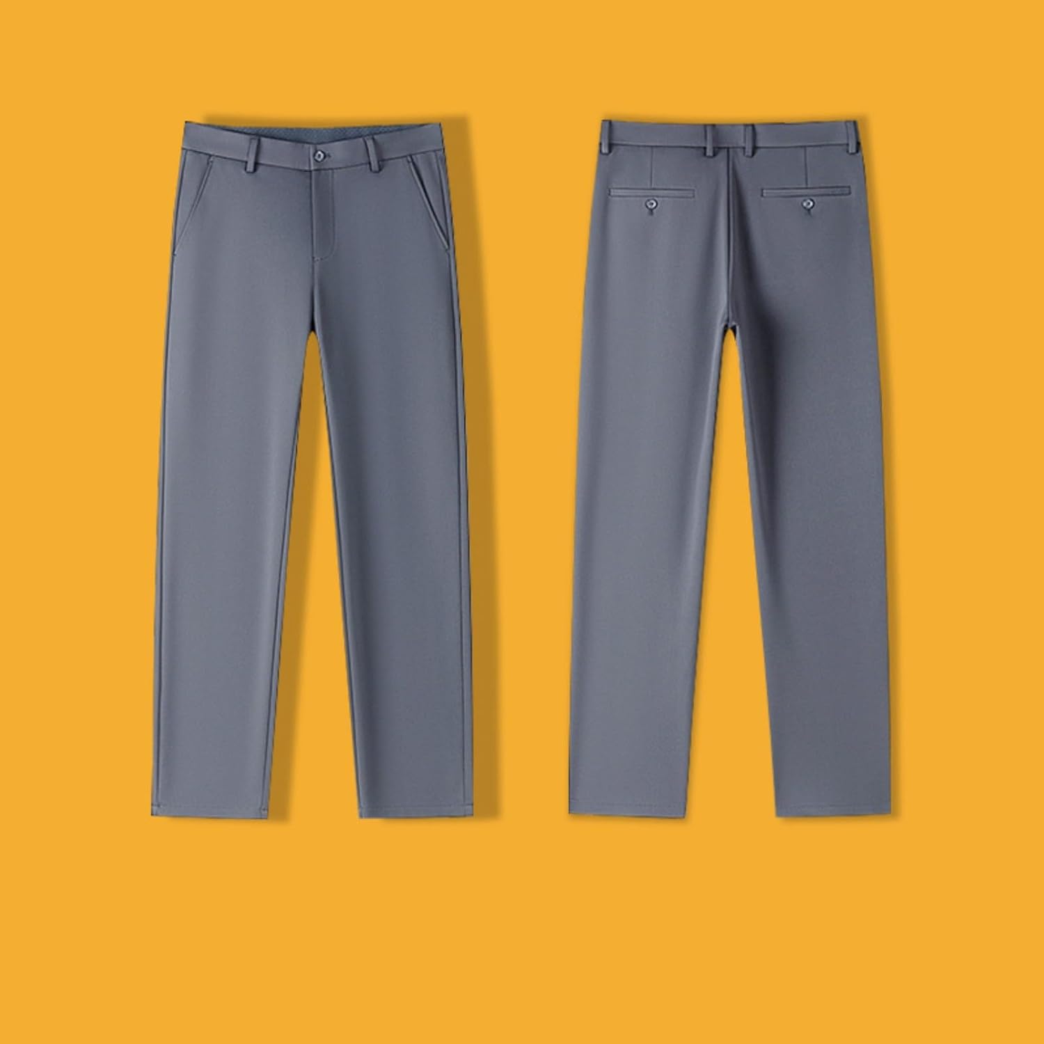 Boys Flat-Front Dress Pants Kids School Uniform Slim Fit Casual Pants Straight Leg Elastic Waist Solid Color Trousers