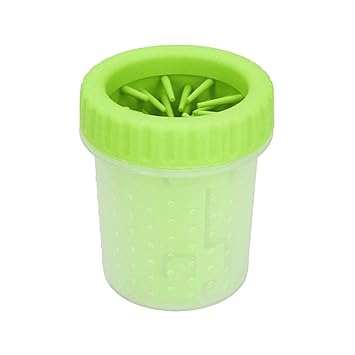 Jainsons Pet Products Premium Portable Dog Paw Cleaner Foot Washing Cup with Silicone Bristles Quickly Scrub and Wash Muddy Dirty Paws and Feet (Small, Green)
