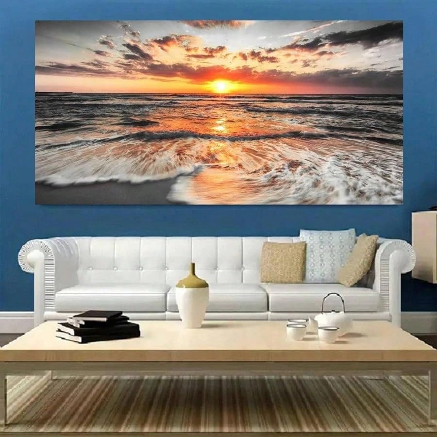 Tableau paysage marin et lever de soleil sur la mer, une oasis de sérénité chez vous