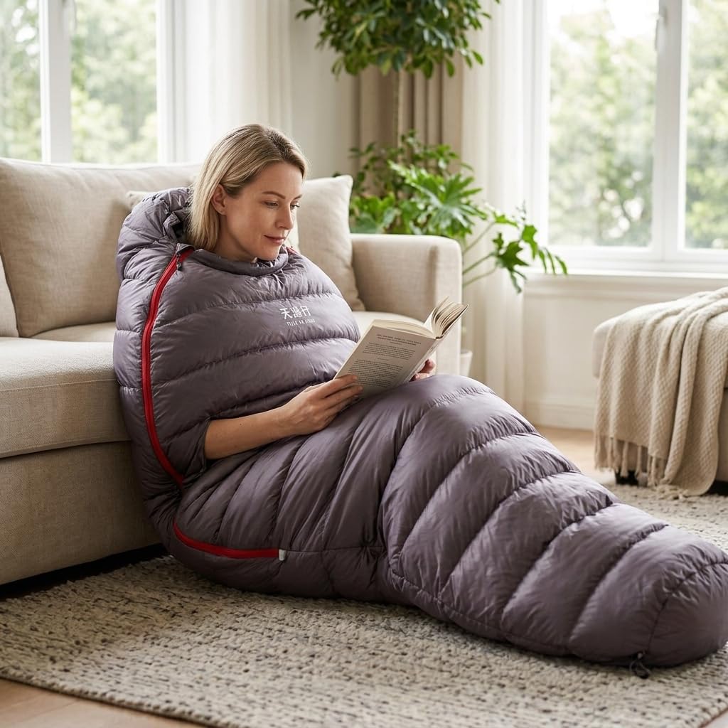 Sac Couchage Adulte Mummy, Duvet 1 Personne Printemps Automne, Compact Léger 700g, Tissu 20D Graphène Water-Repellent Coating