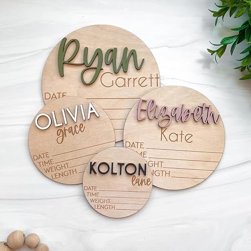 Miniatura 7 de Señales de anuncio de nombre de bebé de madera personalizadas, letrero de nombre de bebé personalizado, anuncio de nacimiento y señal de huella para