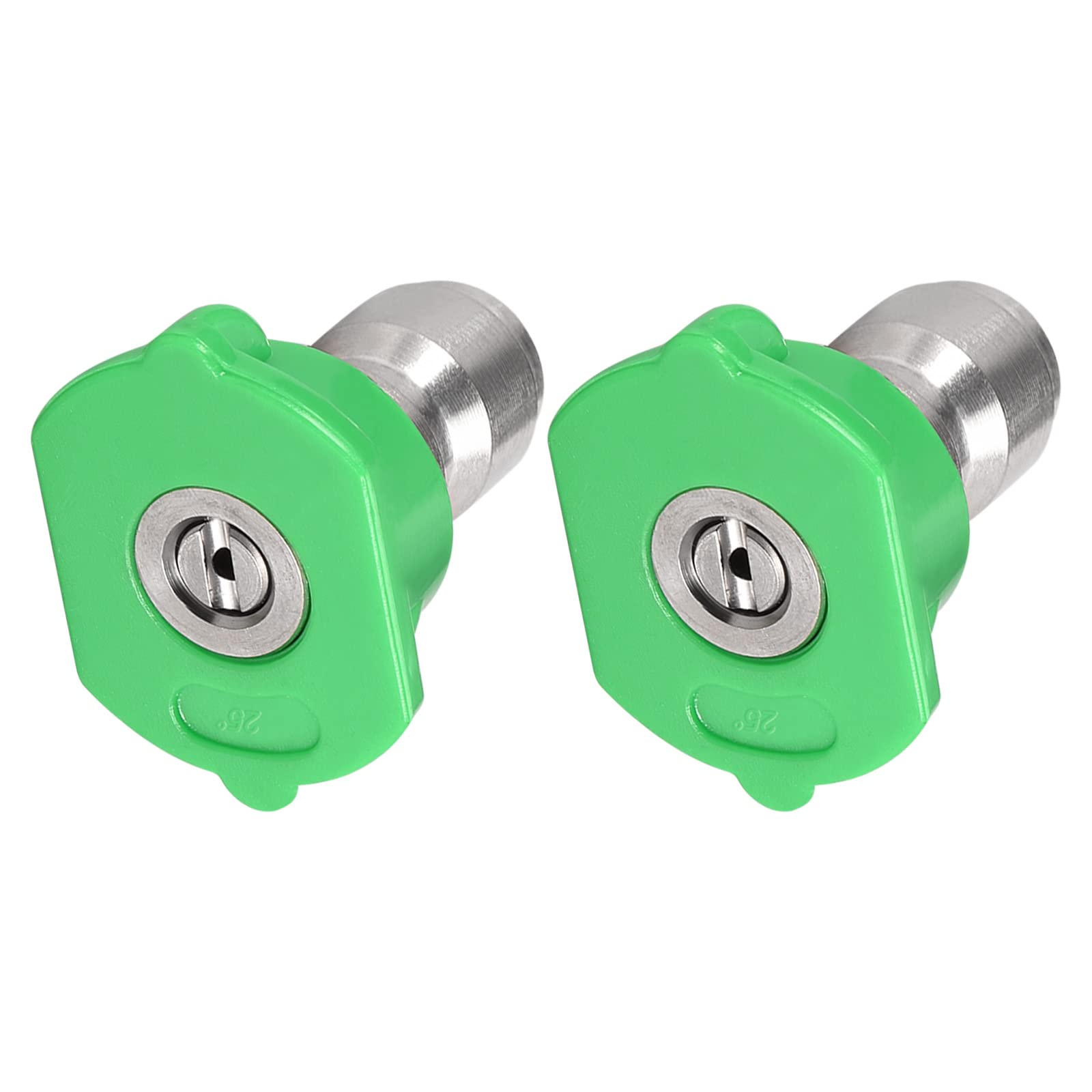 METALLIXITY Pressure Washer Nozzle Tips (1/4", 1.6mm/1/16) 2Pcs, Stainless Steel 25 Degree Quick Connect - for Home Kitchen Garden, Green