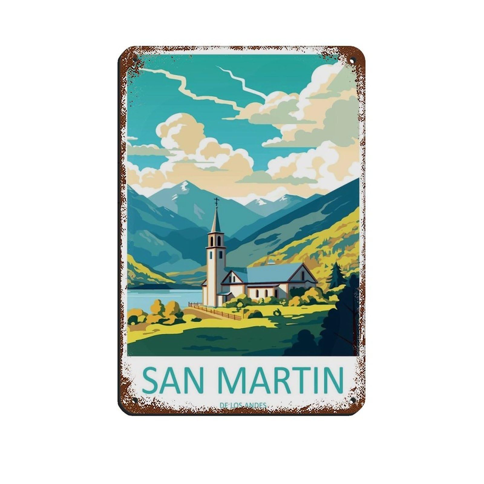 San Martin De Los Andes Travel Art Tin Sign Vintage Metal Pub Club Cafe Bar Home Wall Art Decoration Poster Retro 8x12inch(20x30cm)