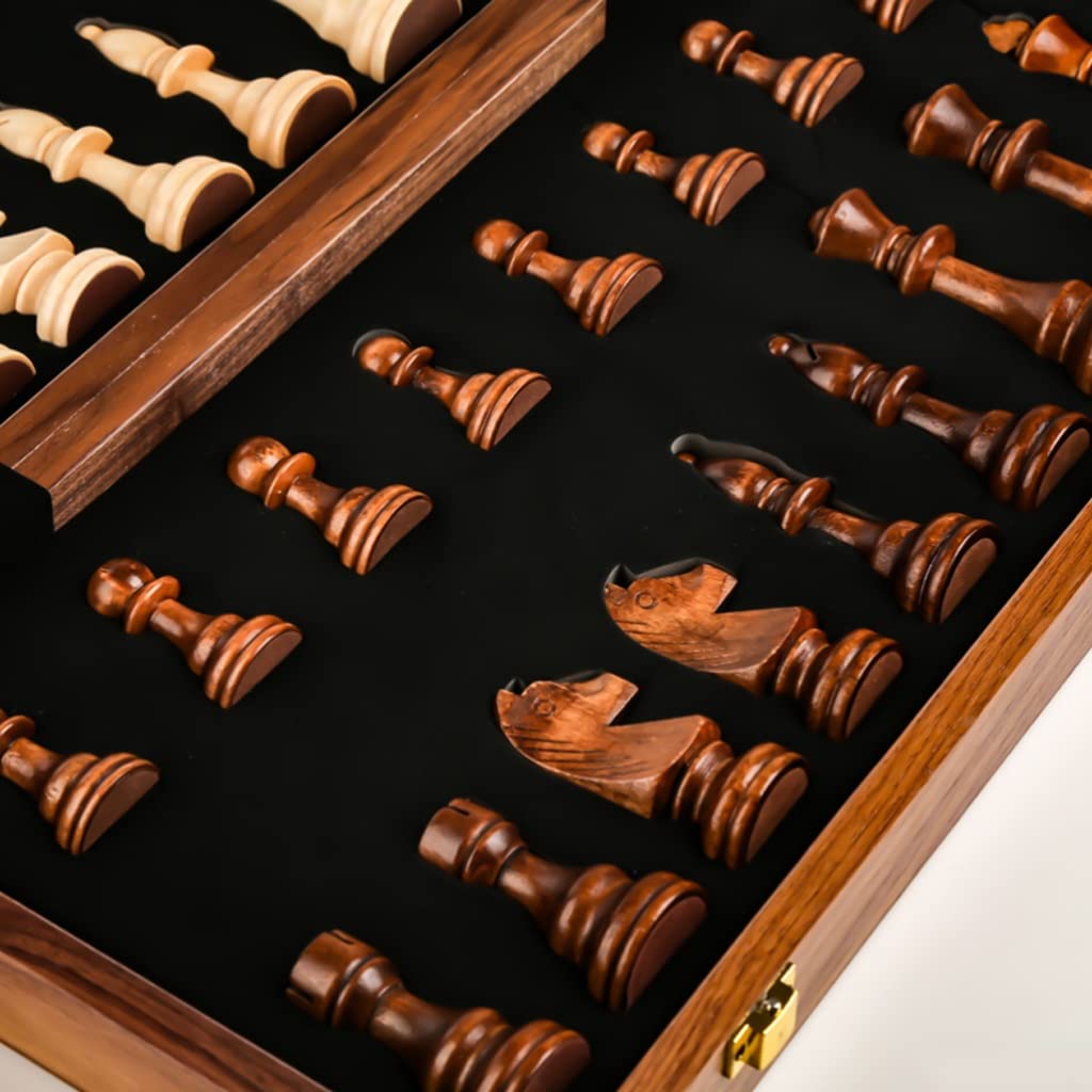 ZAW Schach Schach Massivholz Erwachsene High-End-Geschenkanzug, Klappaufbewahrungsbox-Schachbrett-Special for Schachspiel -2 Extra Queens Chess (Color : 39CM)