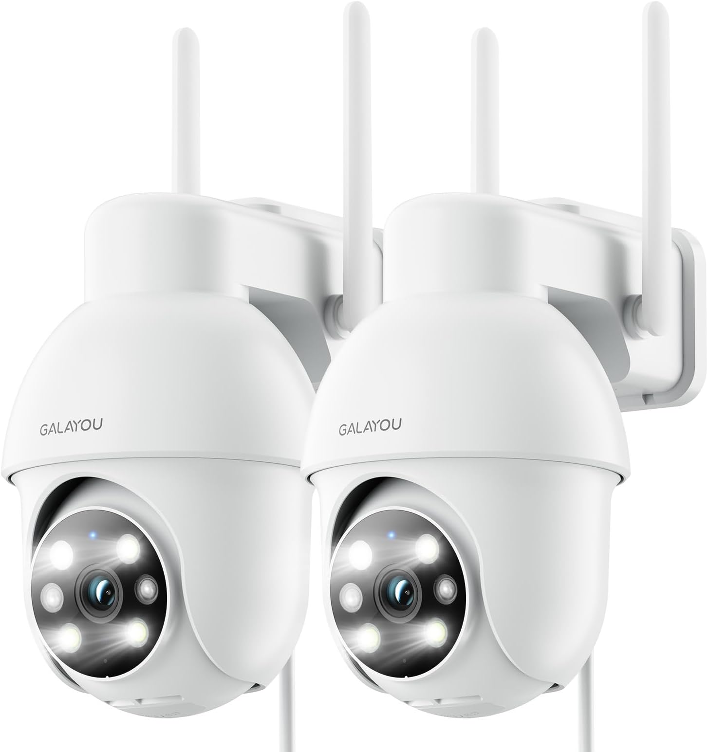 2K Outdoor Security Camera, CCTV Cameras Systems Outdoor, Y4 2-Pack | Human Detection, Color Night Vision, Pan-Tilt, Two-Way Audio, TF card Storage, IP65 Waterproof, Real-time Alert, 2.4GHz WiFi