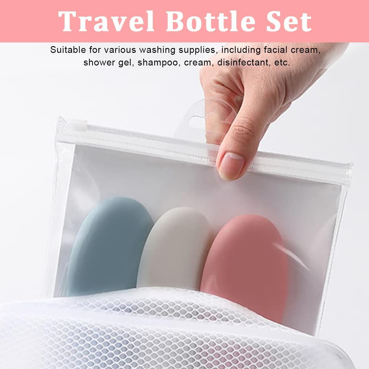 Evilia Ecom Travel Bottles for Toiletries Refillable Plastic Containers Dispenser with Lid Small Leak Proof Empty Squeeze Bottles Kit Toiletries Cream Shampoo Lotion 2