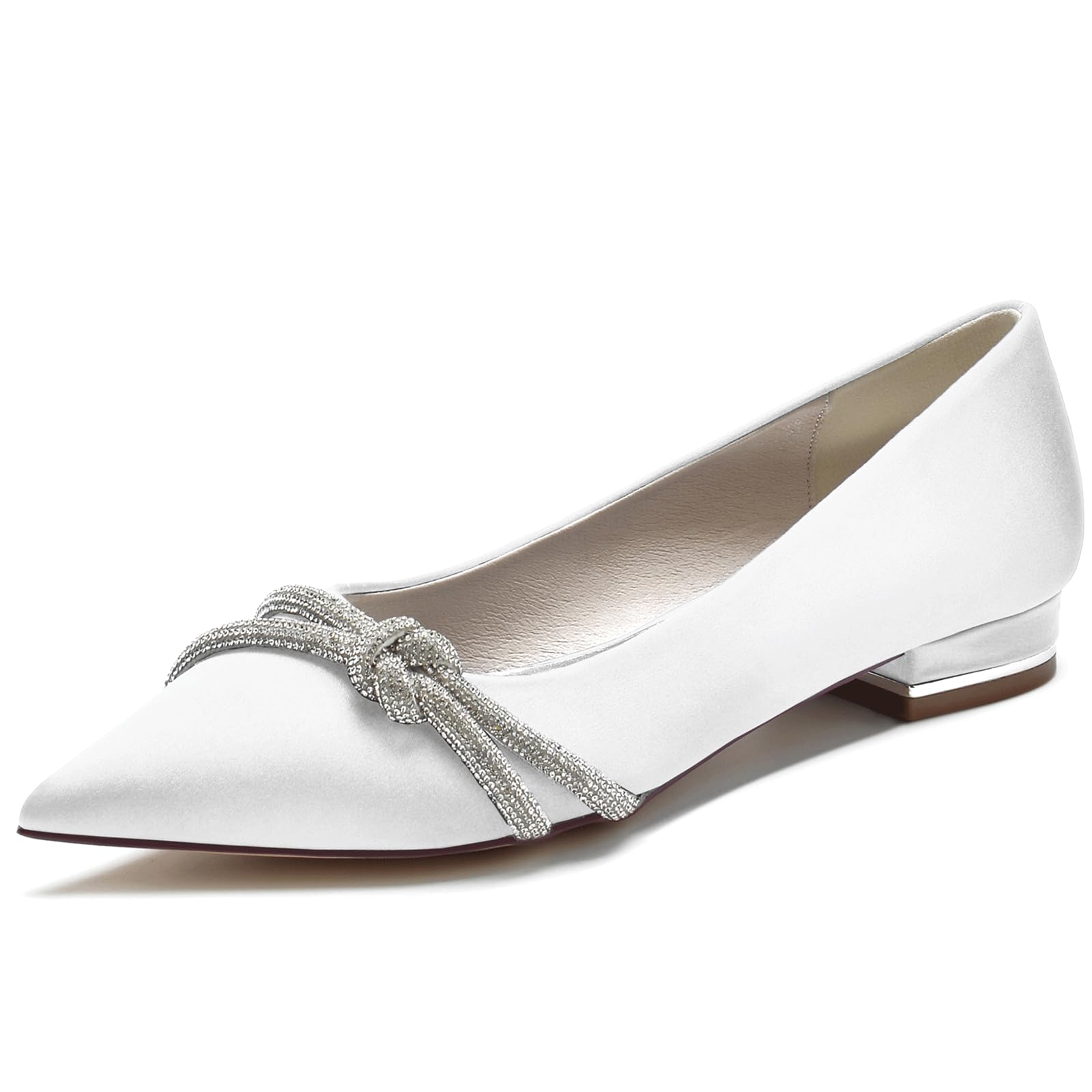 Chaussures de ballet plates blanches à talons bas et bout fermé