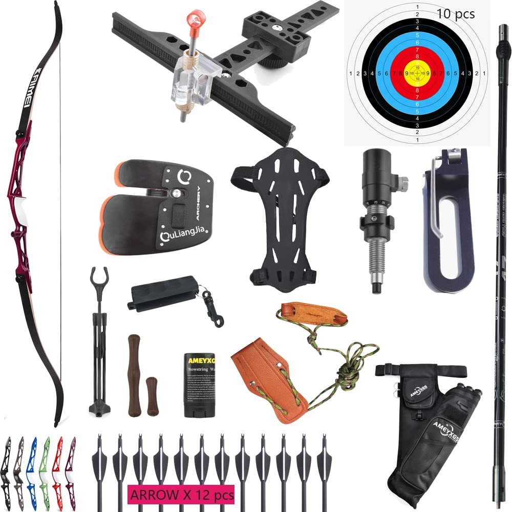 wolfman Bogenschießen Recurve Bogen Set Erwachsene 66/68/70 Zoll 12-40Lbs Bogen und Pfeil Set Praxis Bogen Wettbewerb Bogen Jagd Bogen für Bogenschießen Club Schießwettbewerb RH
